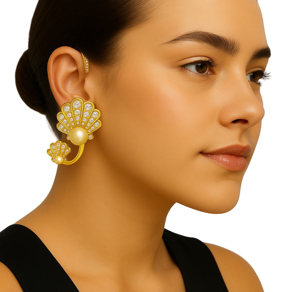 IMPERARI MARE – PEARL DIAMOND EAR-CUFF YELLOW GOLD
